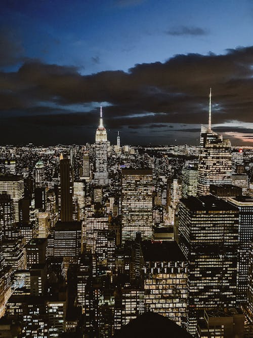 Illuminated Skyscrapers in New York at Night 