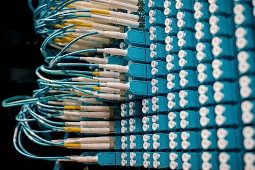 Free Network cables as supply for work of system Stock Photo