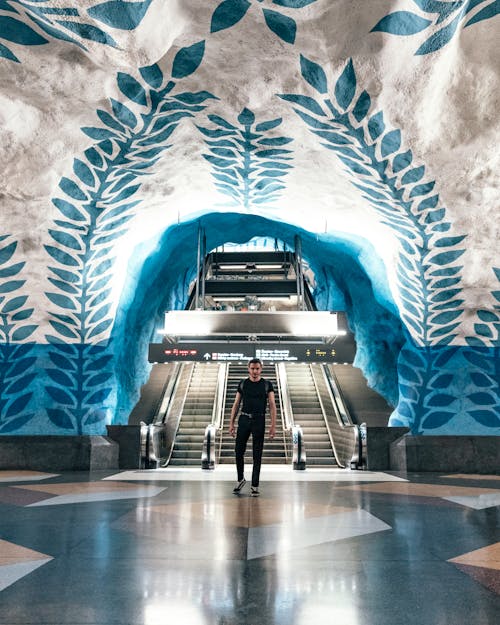 A Man at the T-Centralen Subway Station in Stockholm