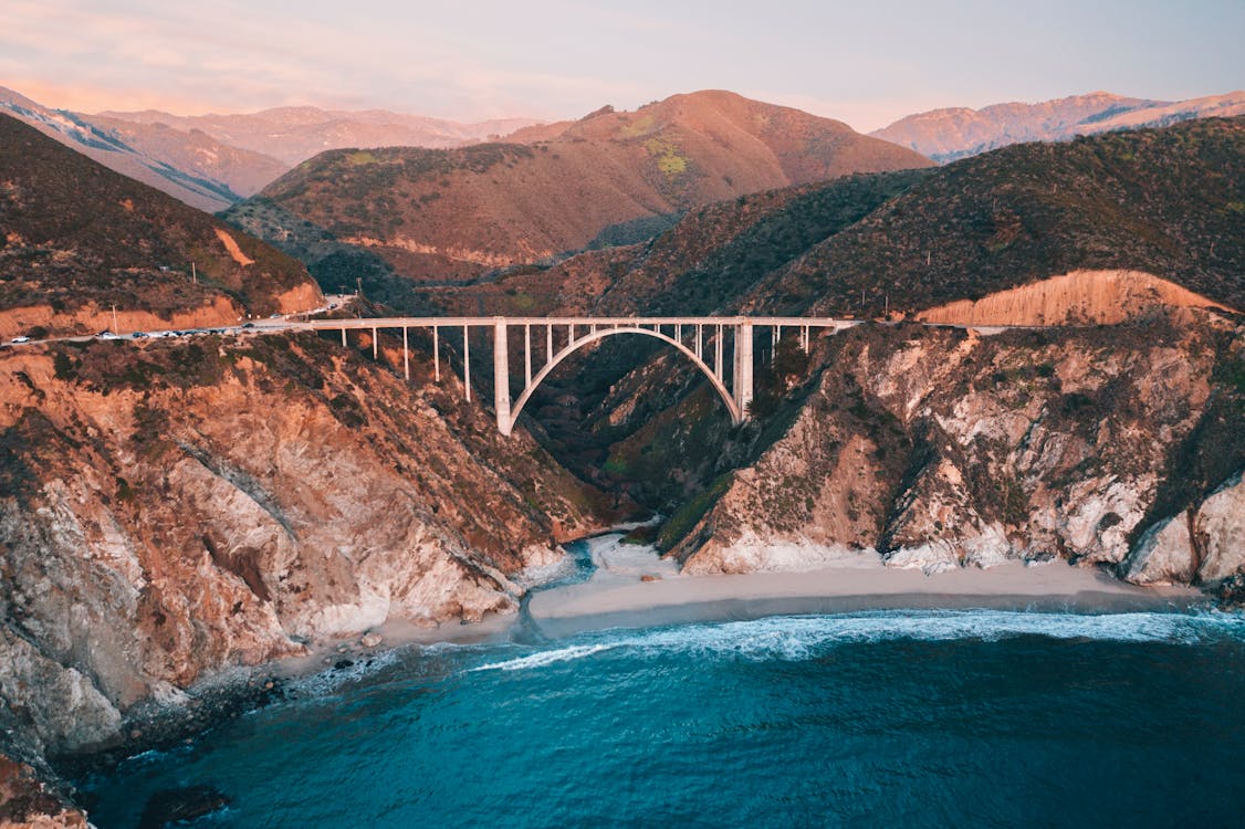 Free The Bixby Creek Bridge in Big Sur Coast California, USA Stock Photo