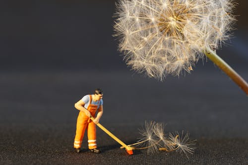 Free Shallow Focus Photo of Man Holding Floor Brush Ceramic Figurine Stock Photo