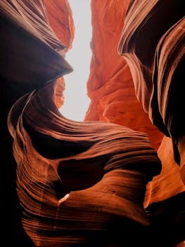 Breathtaking swirls of red rock in Antelope Canyon, Arizona, showcasing nature's artistry.