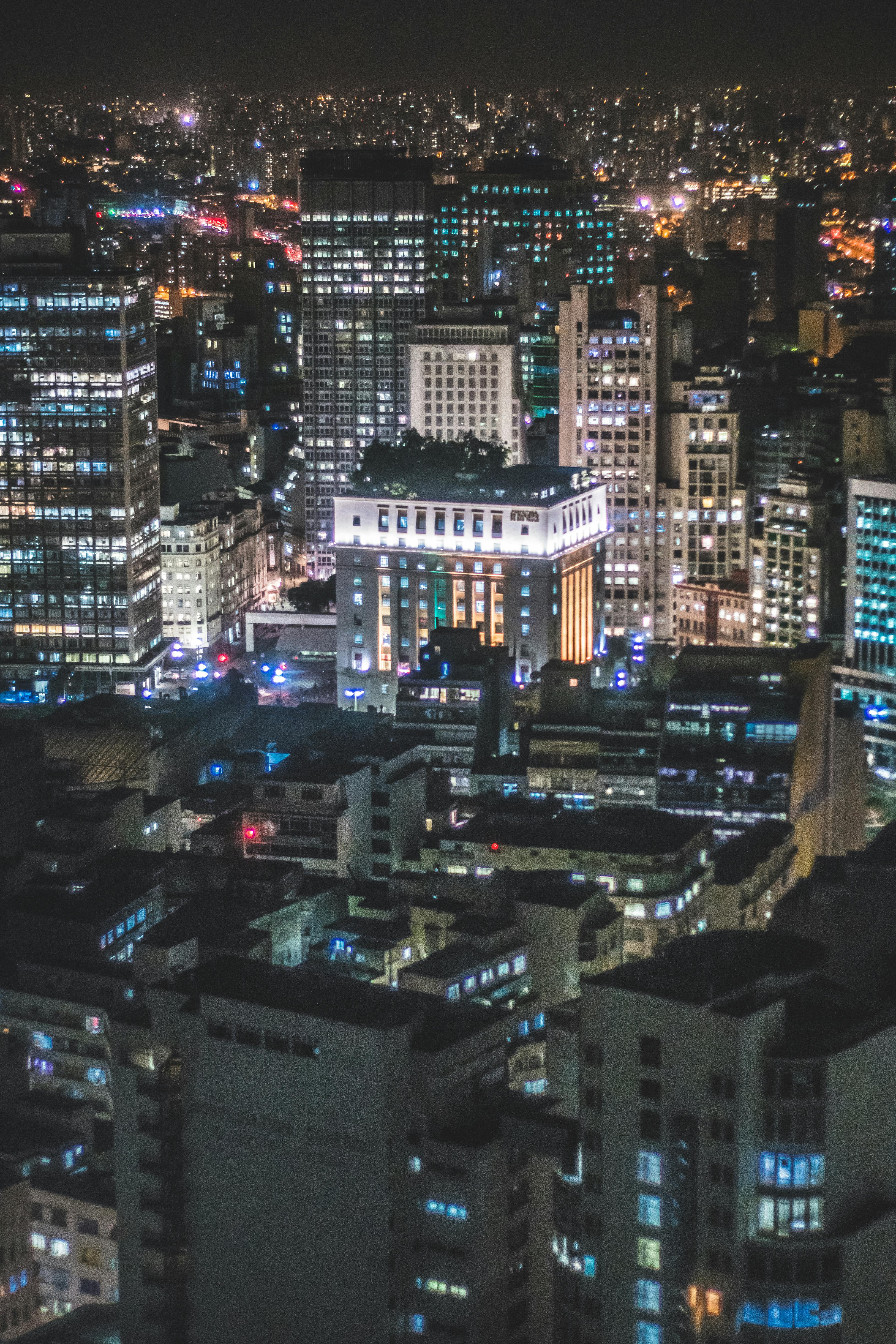 Top View of High Rise Buildings at Night · Free Stock Photo - 3913 x 5869 jpeg 7881kB