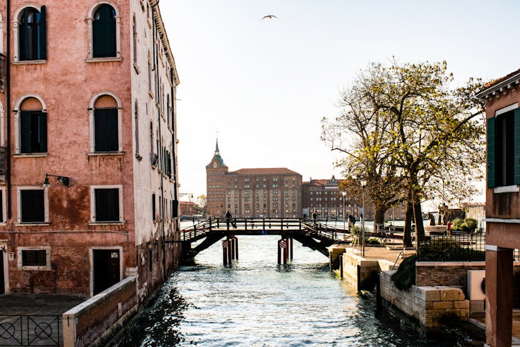 Bridge Above Water Canal Next To Park