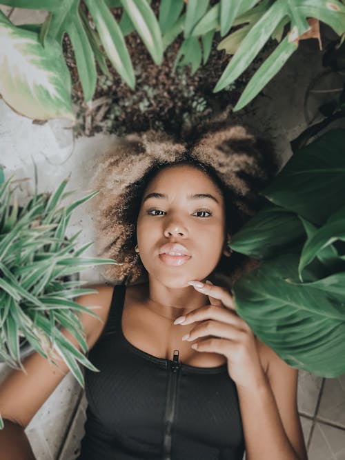 Sensual woman relaxing on floor