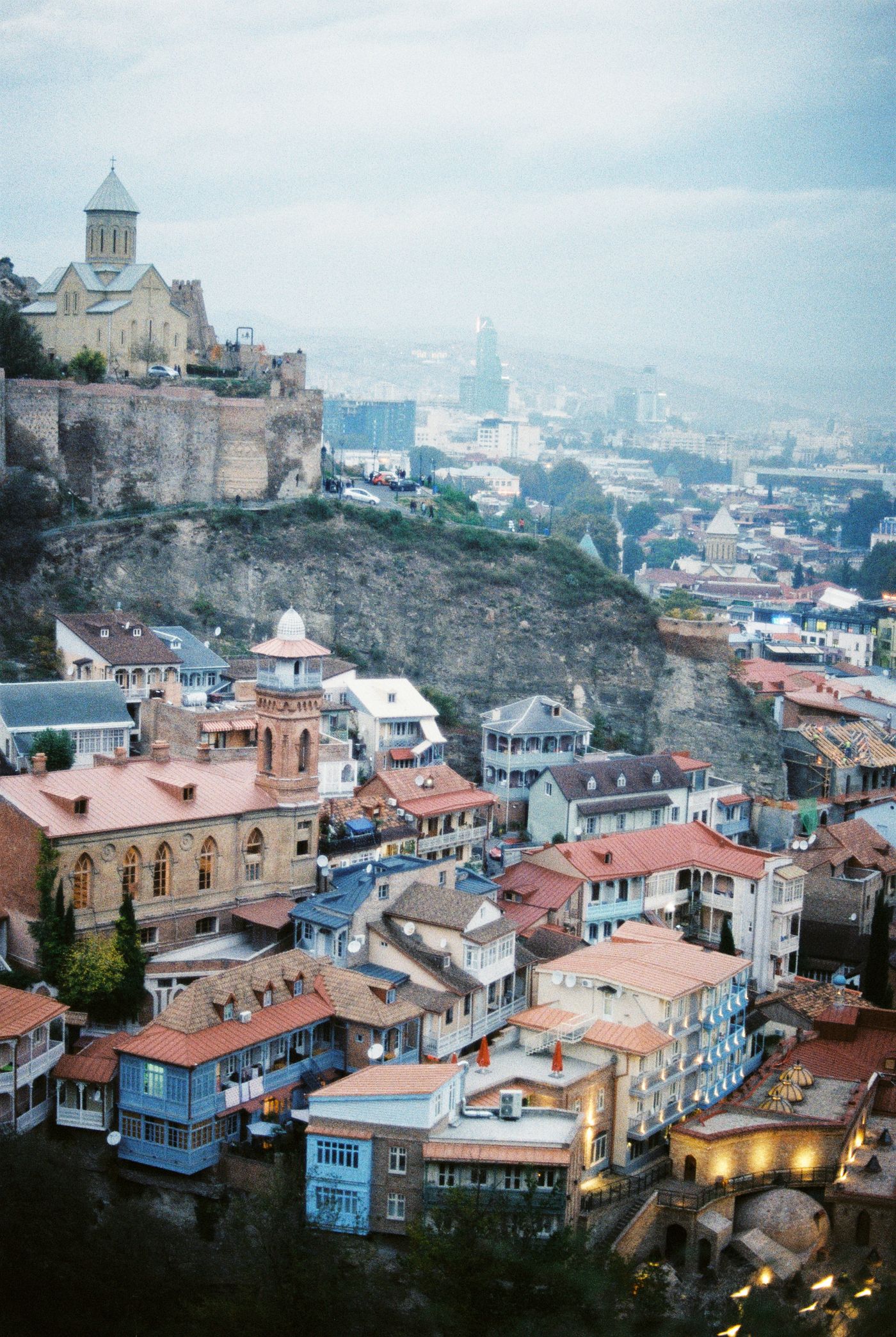 Historic Old Town rooftops and hillside architecture in Tbilisi Georgia