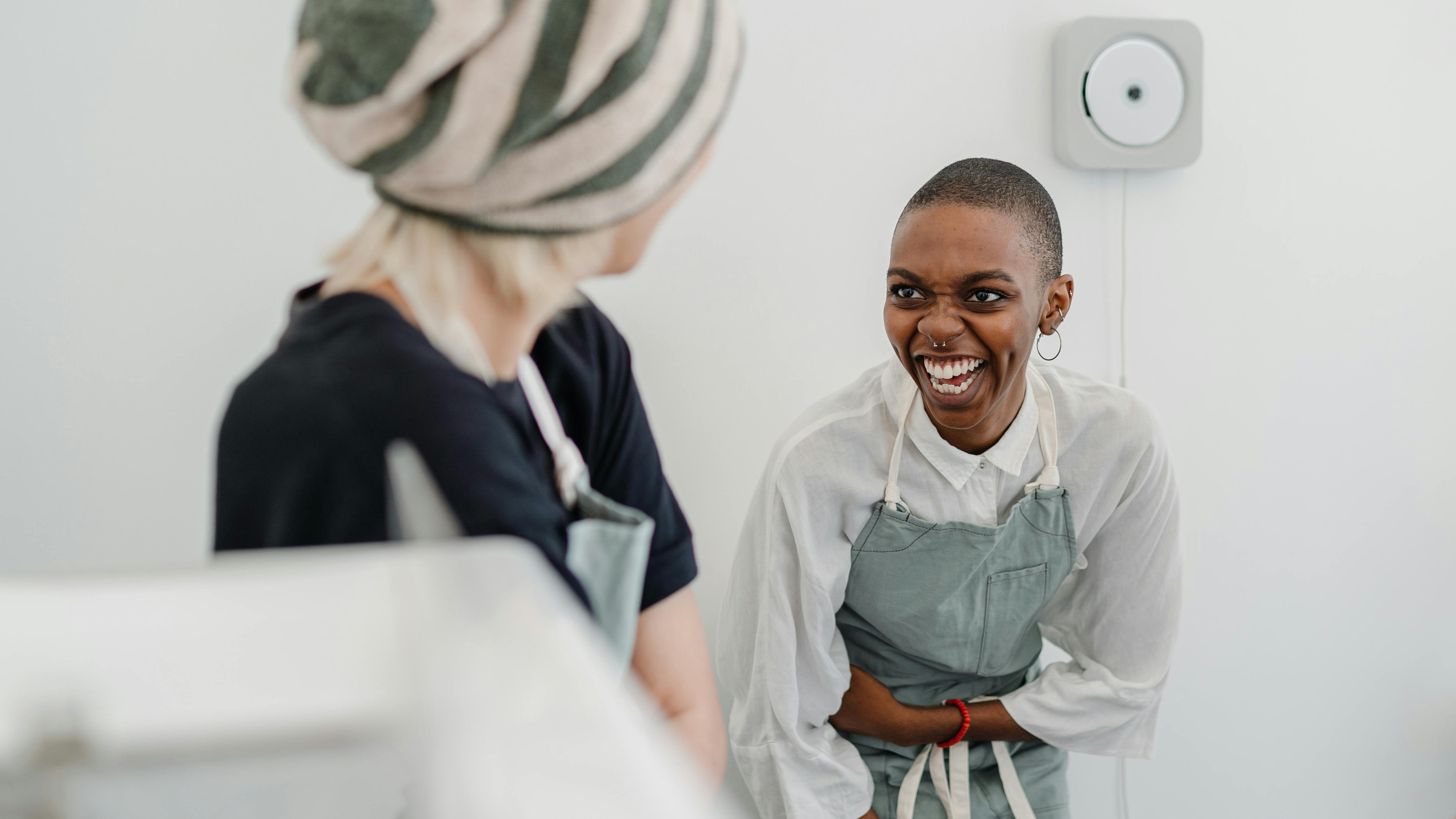 photo of woman laughing