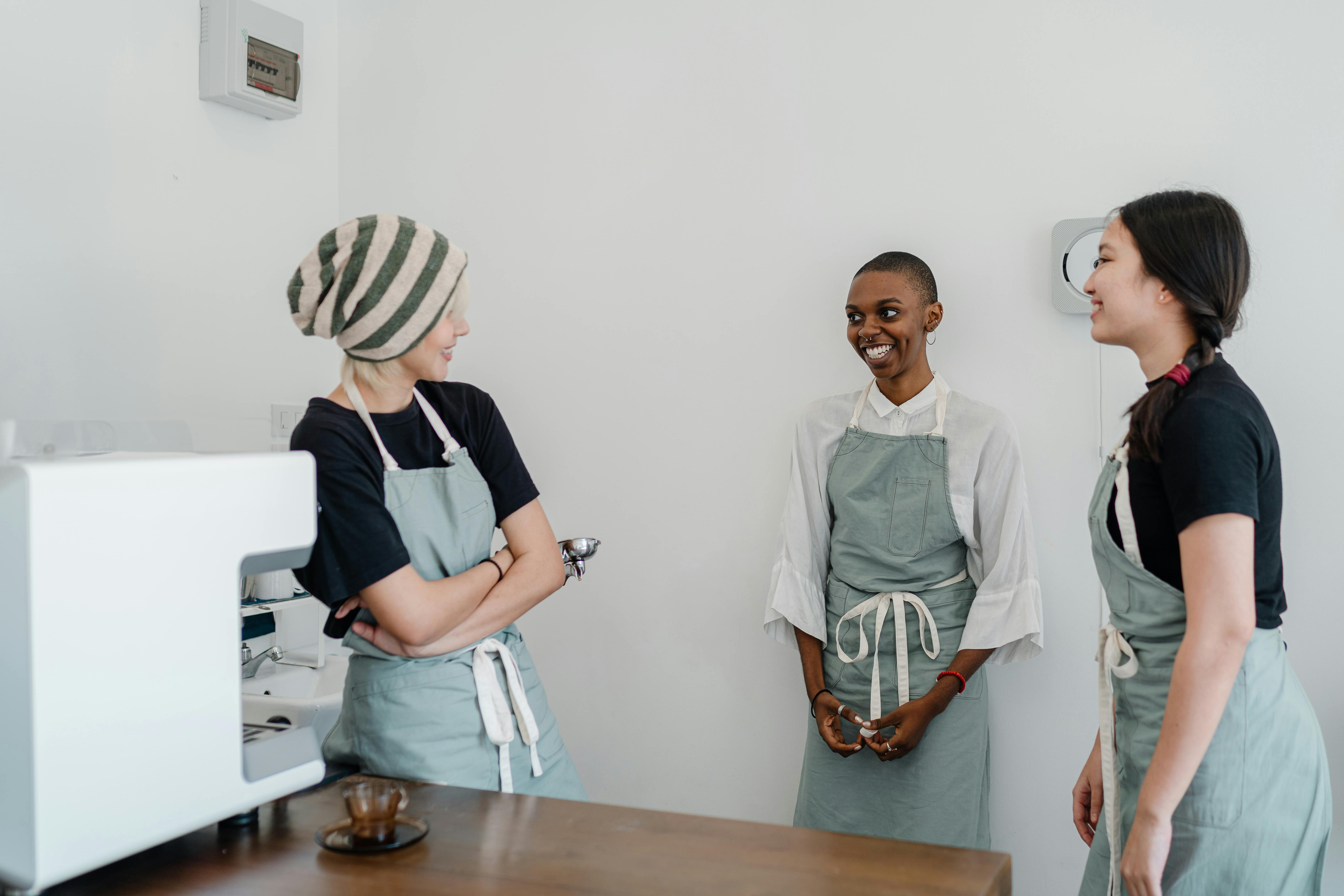 photo of three women talking