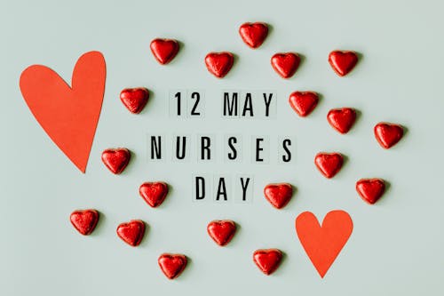 Free Nurses Day Sign with Hearts Stock Photo