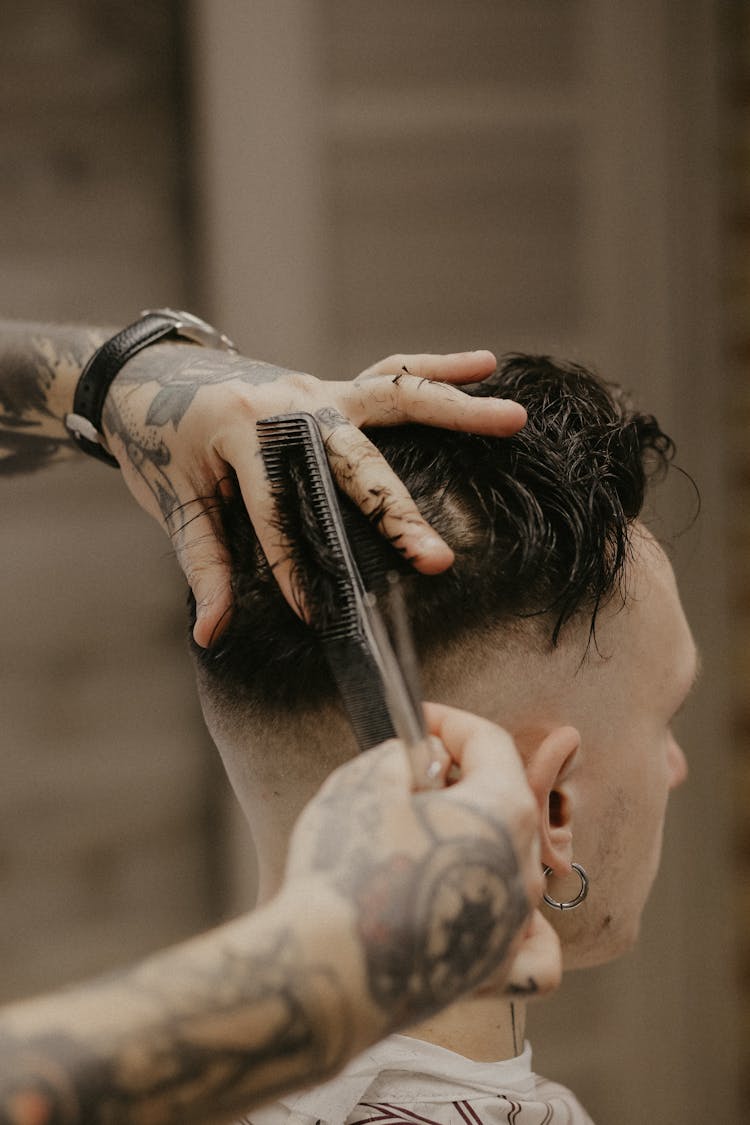 A Man Having A Haircut