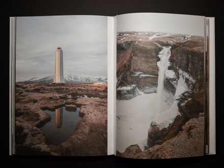Open editorial book spread - Atlas publishing house typography