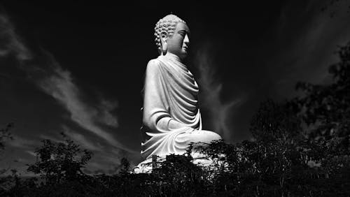 Immagine gratuita di bianco e nero, buddha, donna