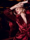 Woman in Red Velvet Dress