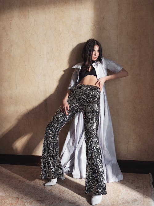 Woman Wearing Glittering Pants