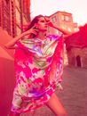 Fashionable Woman in Colorful Outfit on Street