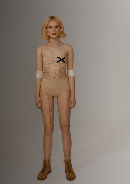 Taking Panties Girl Underwear Slim Figure Shows Her Body White Stock Photo  by ©myronstandret 327012296