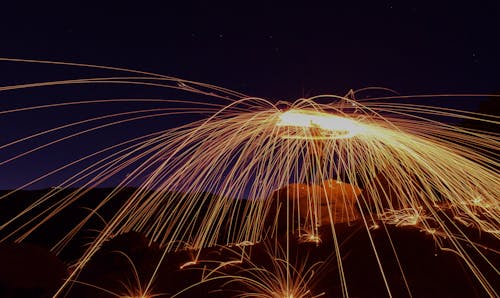 Free Long Exposure Photo of a Person with a Sparkler Stock Photo