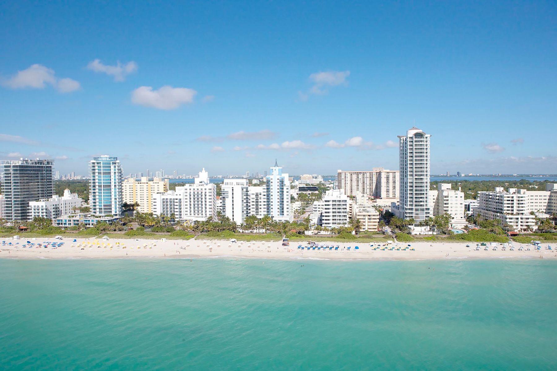Aerial view of Miami Beach and the Atlantic coastline