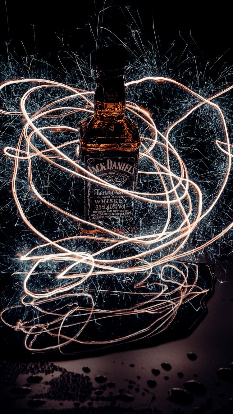 Jack Daniels Bottle With Light Streaks
