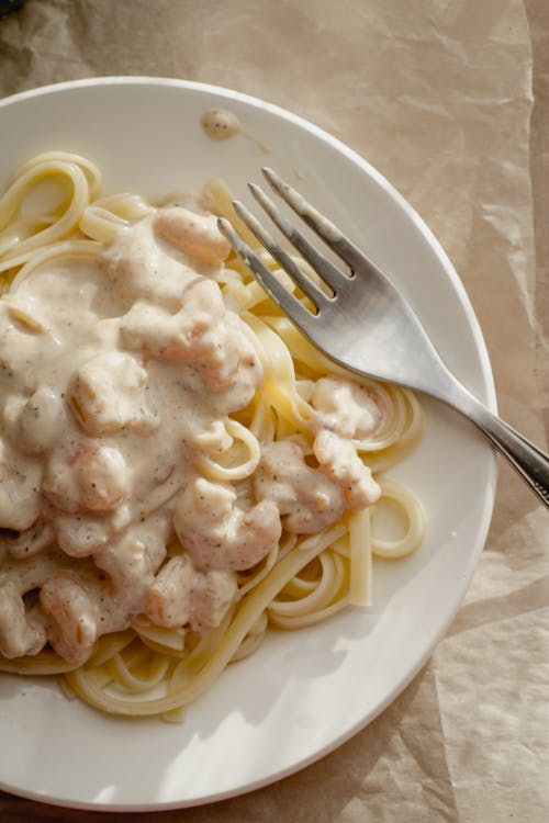 Pasta Dish on White Ceramic Plate