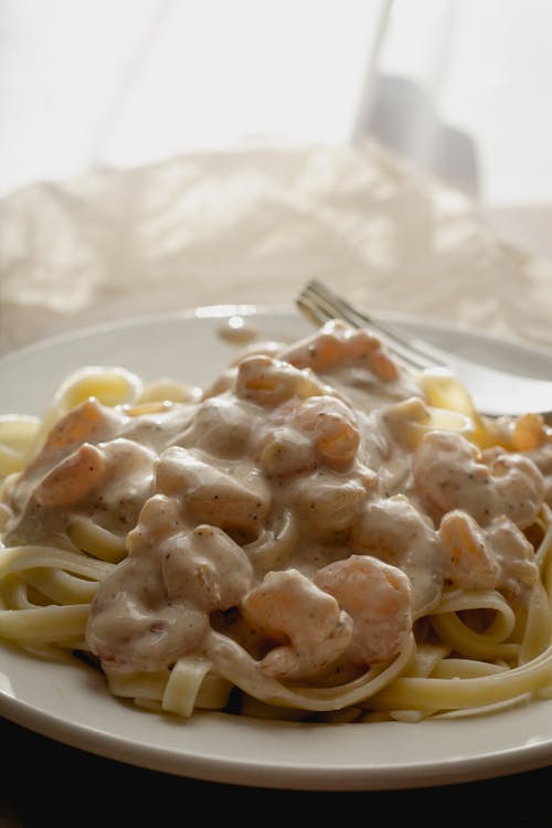 Pasta Dish on White Ceramic Plate