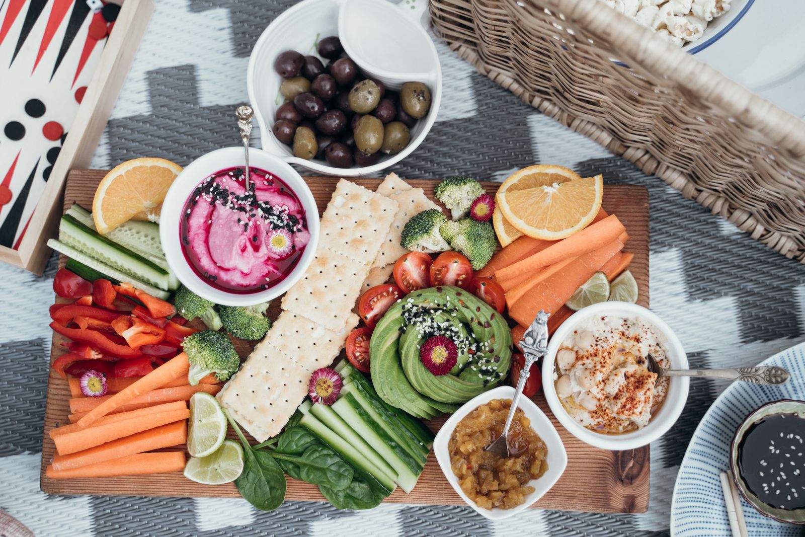 An elegant vegetarian fine dining plate with colorful vegetables