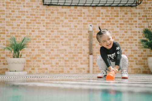 Free Cute Little Boy Wearing Black Long Sleeves Stock Photo