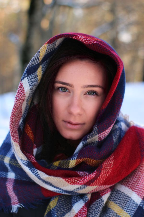 Festive plaid scarf winter outfit