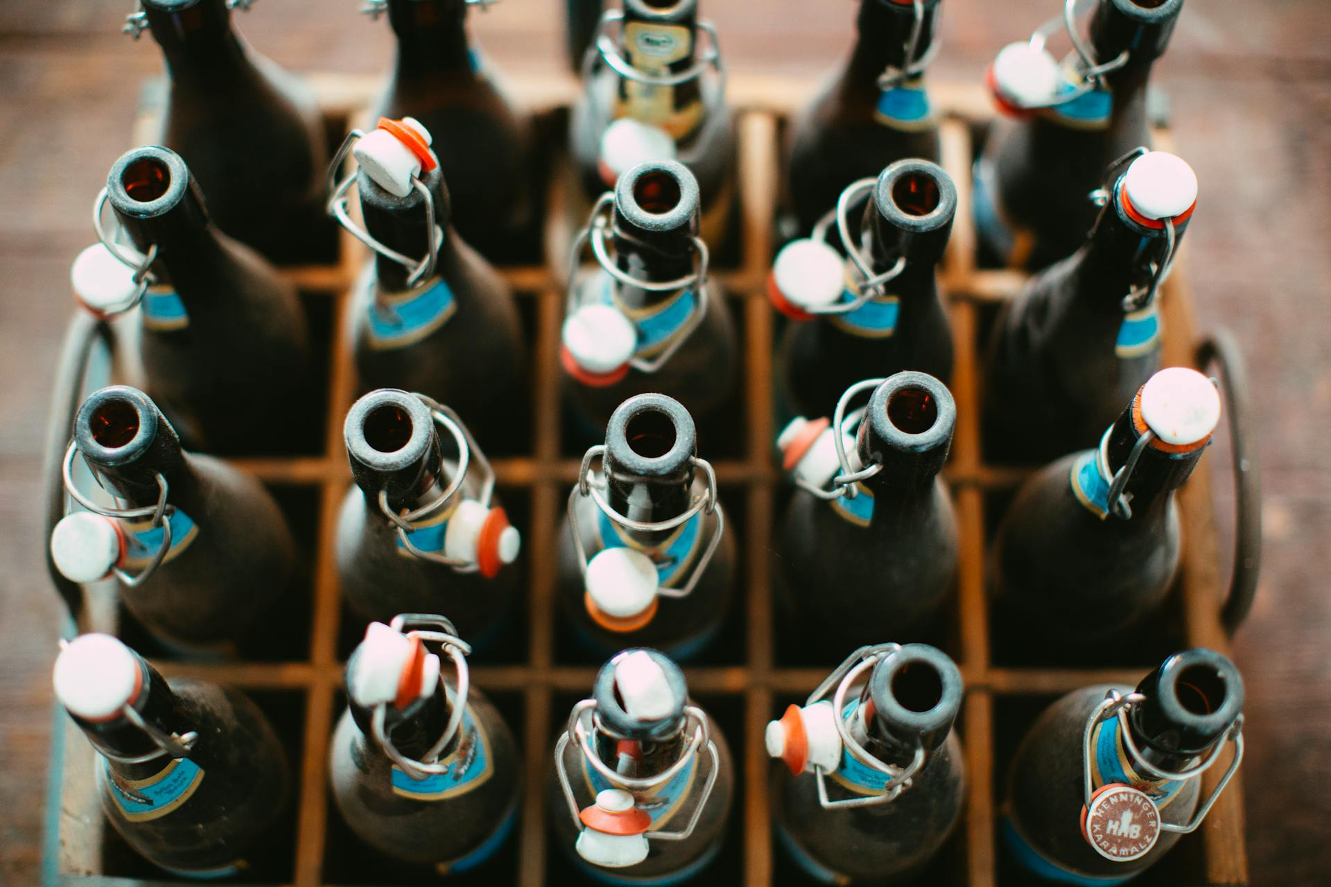 Bottles in a Wooden Crate