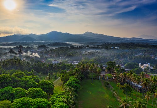 Aerial Shot of a Countryside Landscape at Early Morining