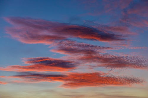 Céu Nublado Azul E Laranja