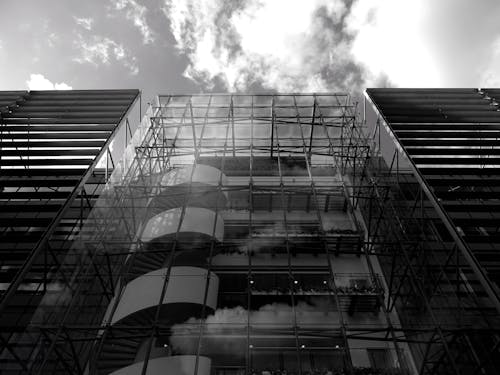 Grayscale Photo of High-rise Building
