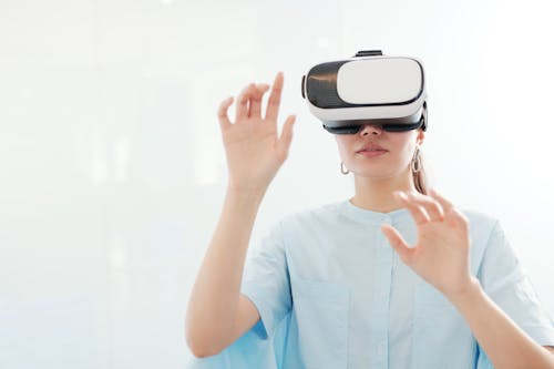 Woman Using a Virtual Reality Goggles