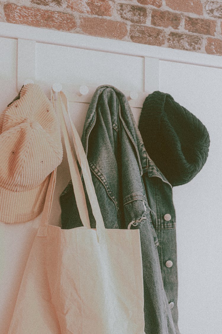 Clothes And Bag On Hook In Hallway