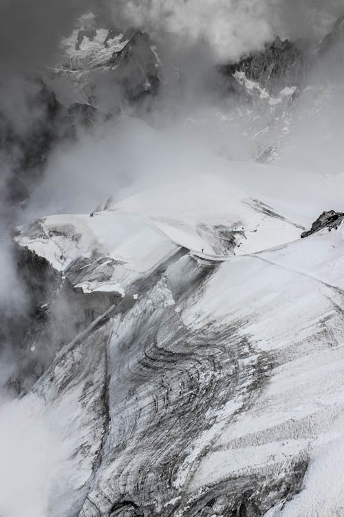 Stiff snowy mountain slope in highlands