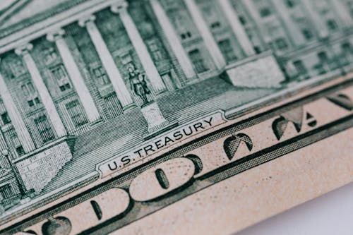 Dollar banknote on white table