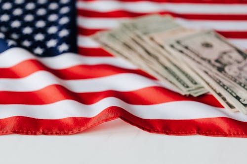 American dollars on national flag