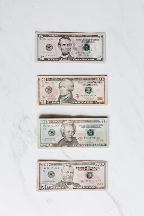 Free Dollars of different nominal par Stock Photo
