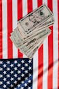 American dollars placed on national flag