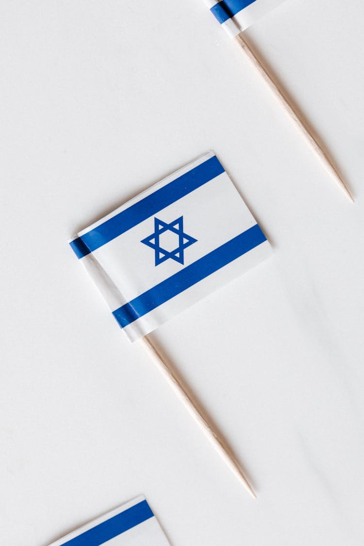 Israel Mini Toothpick Flags On White Table