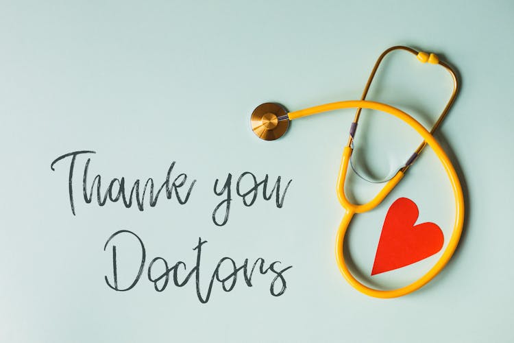 Gratitude Message For Doctors With Stethoscope And Heart