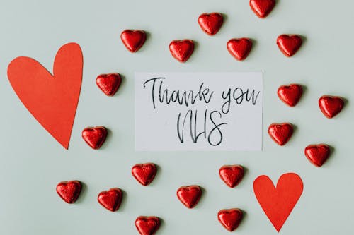 Free Thank you NHS Text Surrounded by Hearts Stock Photo