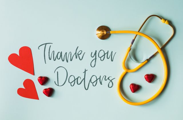 Stethoscope with red hearts