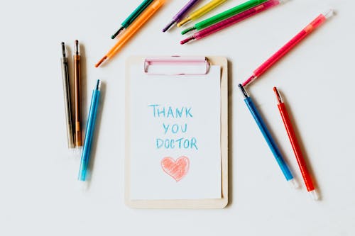 Free Drawing of a Heart with the text Thank you Doctor Stock Photo
