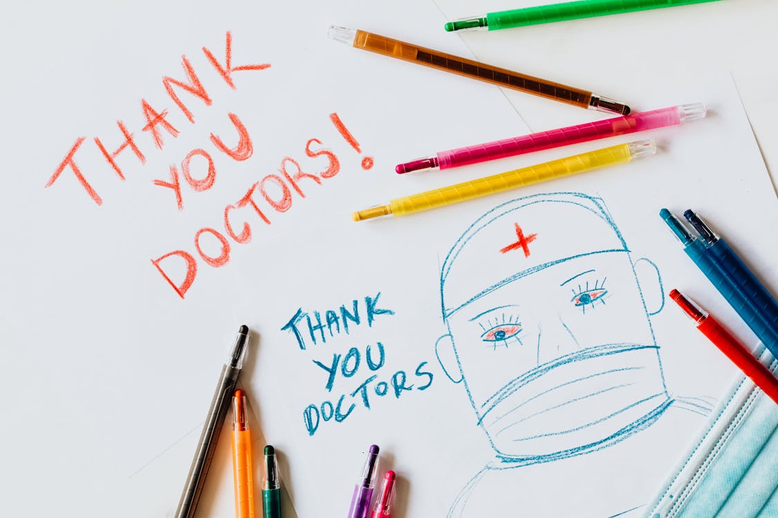 Free Drawing with the text Thank you Doctors Stock Photo