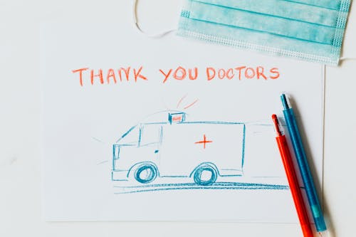 Free Drawing with the text Thank you Doctors Stock Photo