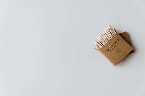 Cotton Buds in a Box on White Background