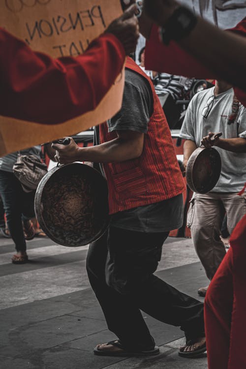 Protesters with Pans on Street