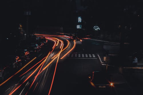 Free Time Lapse Photography of Cars on Road during Night Time Stock Photo