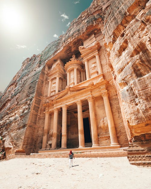 Ancient temple in old city with tall sandstone columns